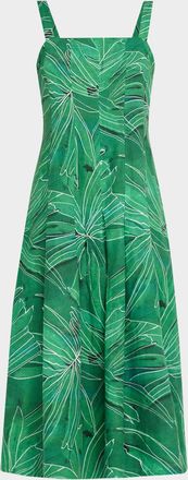 Marie Oliver Dixon Pleated Linen-Cotton Midi Dress