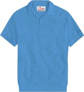 MC2 Saint Barth Cotton Polo Shirt Effen Kleur - Heren - Polos - Blauw - S - Katoen - Tops