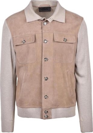 The Jack Leathers Time Square Beige Unlined Suede Zip Jacket