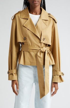 Favorite Daughter The Charles Crop Trench Coat in Sand at Nordstrom, Size Xx-Small