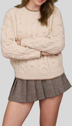 Blu Pepper Cable Knit Sweater in Oatmeal at Nordstrom Rack, Size Medium