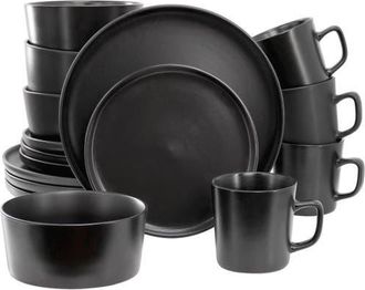 Elama Luxmatte Black 16 Piece Dinnerware Set at Nordstrom