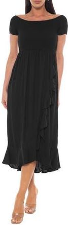 Bebe Cap Sleeve Smocked Midi Dress in Black at Nordstrom Rack, Size X-Large