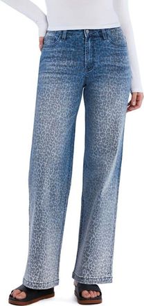 Wash Lab Denim Animal Print Straight Leg Jeans in Shark Leopard at Nordstrom, Size 34