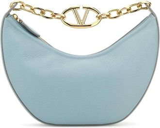 Valentino Garavani Small VLogo Moon Hobo Tas - Dames - Handtassen - Blauw - ONE Size - Leer - Tassen