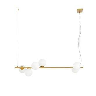 Luce-Ambiente-Design L&aacute;mpara de techo en metal dorado con pantallas de vidrio blanco 120 cm