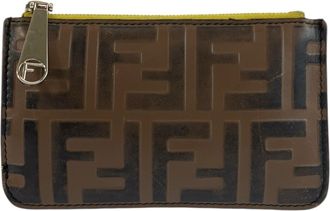 Fendi Brown Yellow Leather Coin Purse/Coin Case (Pre-Owned)