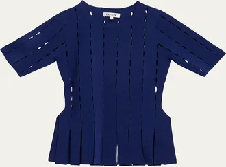 Zankov Murphy Laser-Cut Peplum Top