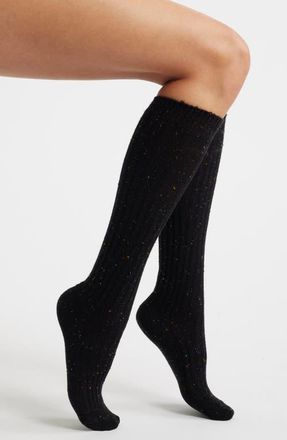 Hue Rib Tweed Knee High Socks in Black at Nordstrom