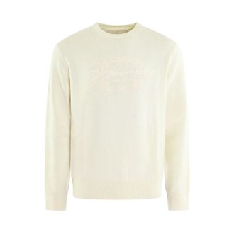 Givenchy Round-neck Knitwear, male, Beige, Size: M Medallion Beige Wool Sweater