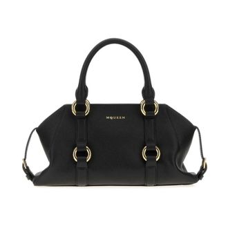 Alexander McQueen Leather Top Handle Bag - female - Alexander McQueen - Handbags - Black - ONE SIZE - Bags
