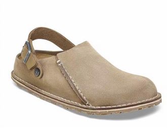 Birkenstock Womens Lutry Premium Suede Clog In Gray Taupe