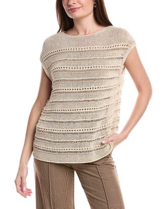 Lafayette 148 New York Bateau Neck Open Stitch Pullover