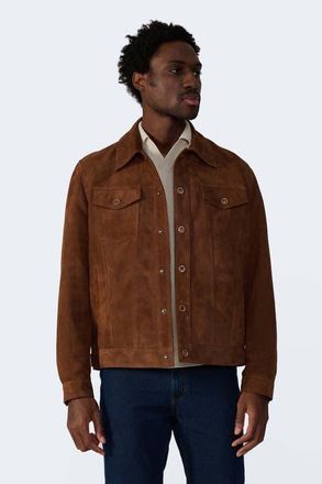 FURNIQ Enzo Suede Shirt Jacket in Chestnut at Nordstrom, Size Xxx-Large Eu