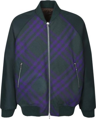 Burberry Groene Equestrian Jas Aw 23 - Heren - Bomber jackets - Groen - L - Wol - Jassen