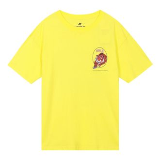 Nike Mens Nike TIGER Logo Printing Round Neck Short Sleeve Yellow T-Shirt DO6628-731
