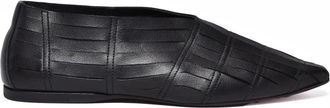 Pantanetti Black Checkered Embossed Pointed Leather Loafers