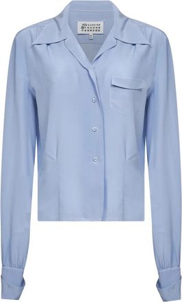 Maison Margiela Zijden overhemd met lange mouwen - Dames - Overhemden - Blauw - 2XS - Overhemden