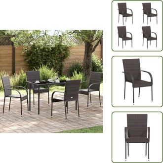 vidaXL The Living Store Sedie da Esterno Impilabili 4 pz in Polyrattan Marrone - Sedie da esterno