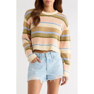 Billabong Stripe Cotton Blend Sweater in Light Peach at Nordstrom, Size X-Small
