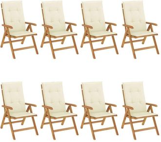 vidaXL Sillas De Jard&iacute;n Reclinables Y Cojines 8 Uds Madera Maciza Teca Vidaxl