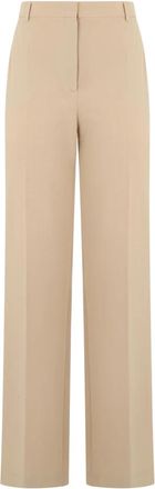 Alberta Ferretti Broek met Hoge Taille - Dames - Wijde Broeken - Beige - L - Wol - Broeken