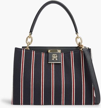 Tommy Hilfiger Womens Varsity Stripe Medium Satchel Bag - Space Blue