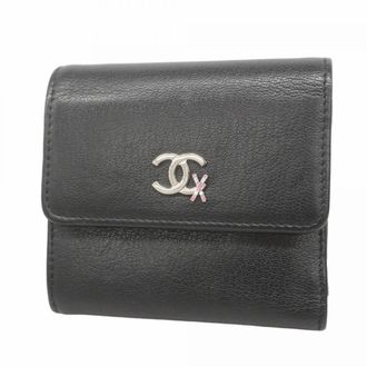 Chanel Black Leather Wallet (Tri-Fold) (Pre-Owned)