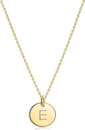House of Frosted Initial Pendant Necklace in Yellow Gold - E at Nordstrom Rack, Size 16