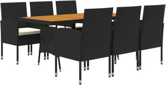 vidaXL Juego De Comedor De Jard&iacute;n 7 Piezas Rat&aacute;n Sint&eacute;tico Negro Vidaxl