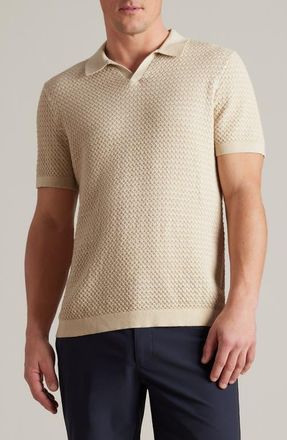 Rhone Johnny Collar Polo in Sandstone/white at Nordstrom, Size X-Large
