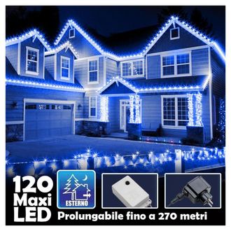 Trade Shop Trade Shop - Catena Luminosa Natalizia 120 Led Luce Blu Con Flash 9mt External