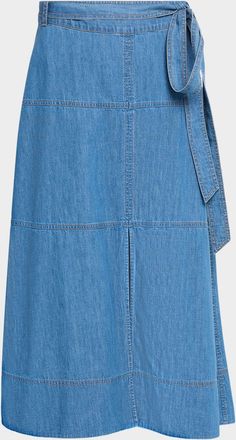 Tanya Taylor Hudley Denim Midi Skirt