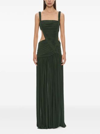 CHRISTOPHER ESBER Orion Separation cut-out ruched gown - women - Rayon/Polyester - L - Green