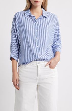 Beach Lunch Lounge Wells Stripe Shirt in Dell Blue at Nordstrom, Size X-Small