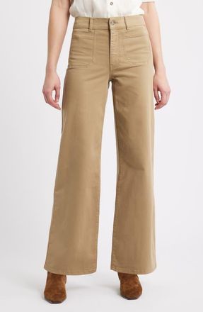 Frame Denim Le Slim Modernist Pocket Palazzo Jeans in Khaki at Nordstrom, Size 27
