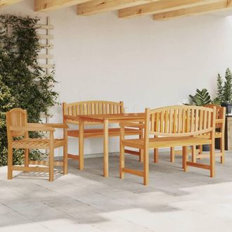 Berkfield Home 5 Piece Garden Dining Set Solid Wood Teak in Brown