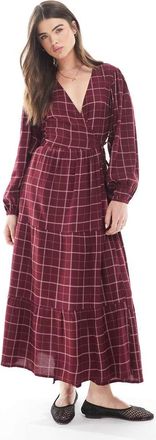 Wednesday's Girl Gonna a portafoglio al polpaccio bordeaux con stampa a griglia-Rosso