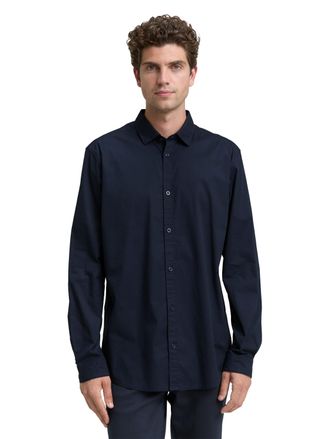 Tom Tailor Langarmhemd TOM TAILOR, Herren, Gr. XXL, N-Gr, blau (sky captain blau), Web, Obermaterial: 98% Baumwolle, 2% Elasthan, unifarben, normal h&uuml;ftbedeckend