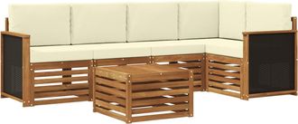 vidaXL Conjunto De Sof&aacute;s De Exterior 6 Uds. Natural Y Crema Vidaxl