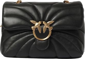 Pinko Leren Schoudertas - Dames - Schoudertassen - Zwart - ONE Size - Leer - Tassen