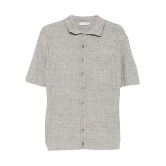 Daniele Fiesoli Cardigans, male, Gray, Size: XL Ribbed Knit Polo