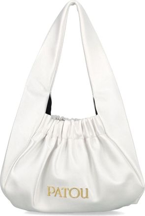 Patou Le Biscuit satin shoulder bag - women - Cotton/Polyester/zamac - One Size - White