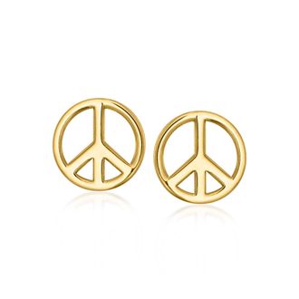 Ross-Simons Italian 10kt Yellow Gold Peace Sign Stud Earrings