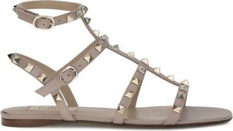 Valentino Garavani Gray Calf Leather Bos Taurus Flat Womens Sandals