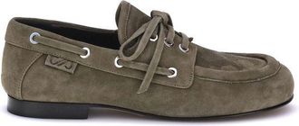 Proenza Schouler Womens Suede Laceup Loafers - Sage Green Leather - Size 36.5 EU/IT