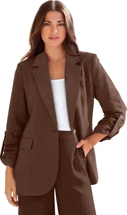 Roaman's Linen Blazer in Rich Brown at Nordstrom, Size 32