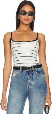 WeWoreWhat Scoop Cami Bodysuit In Ecru / Black Stripe