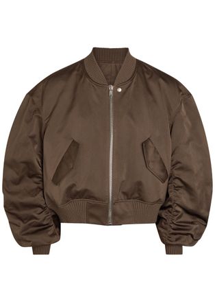 Rick Owens Secchia Flight Satin Bomber Jacket - Dark Brown - 48 (IT48 / M)