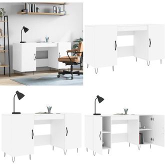vidaXL Scrivania Bianca 140x50x75 cm in Legno Multistrato - Scrivania in legno - Scrivania in legno multistrato